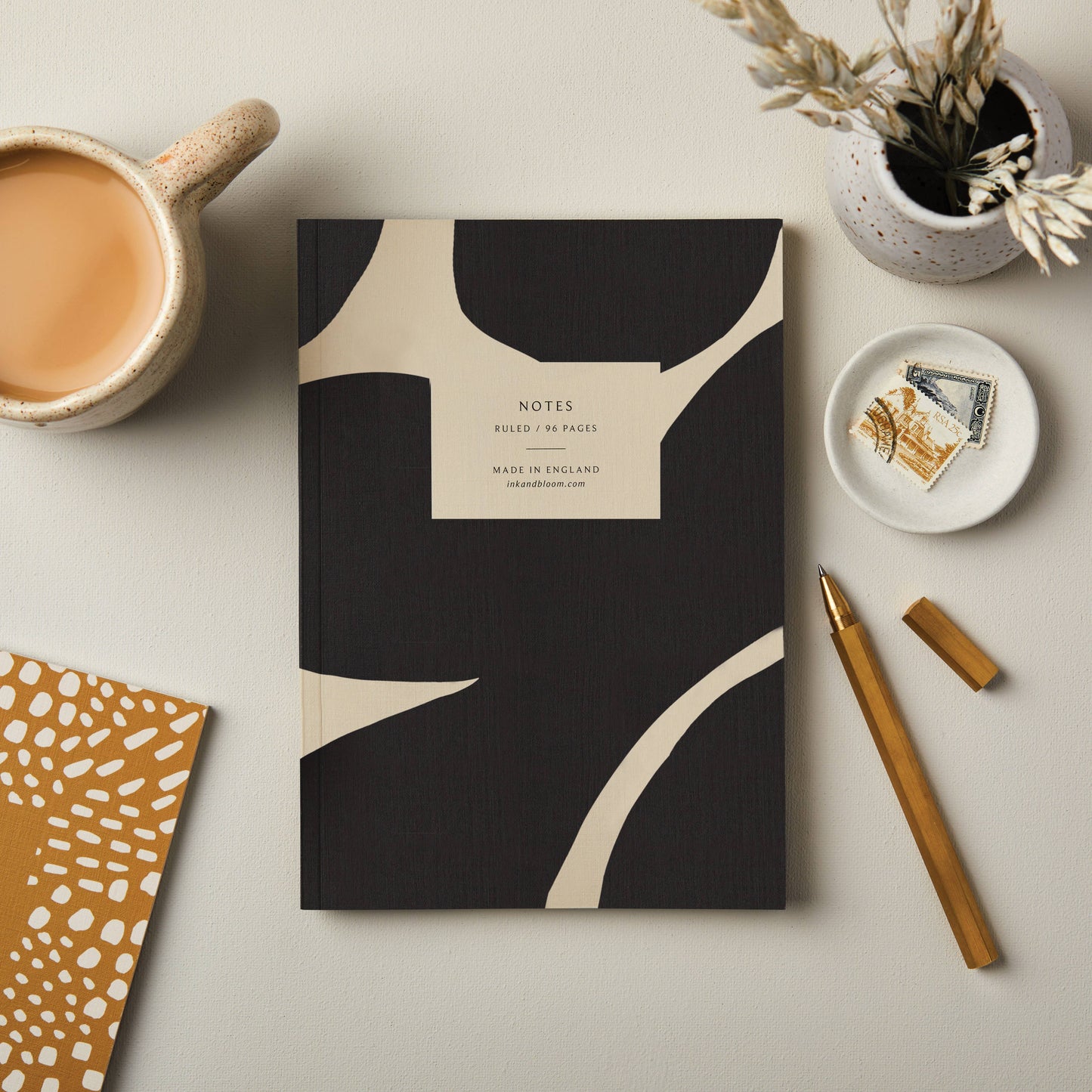 A5 Ruled Notebook in Abstract Black & Cream