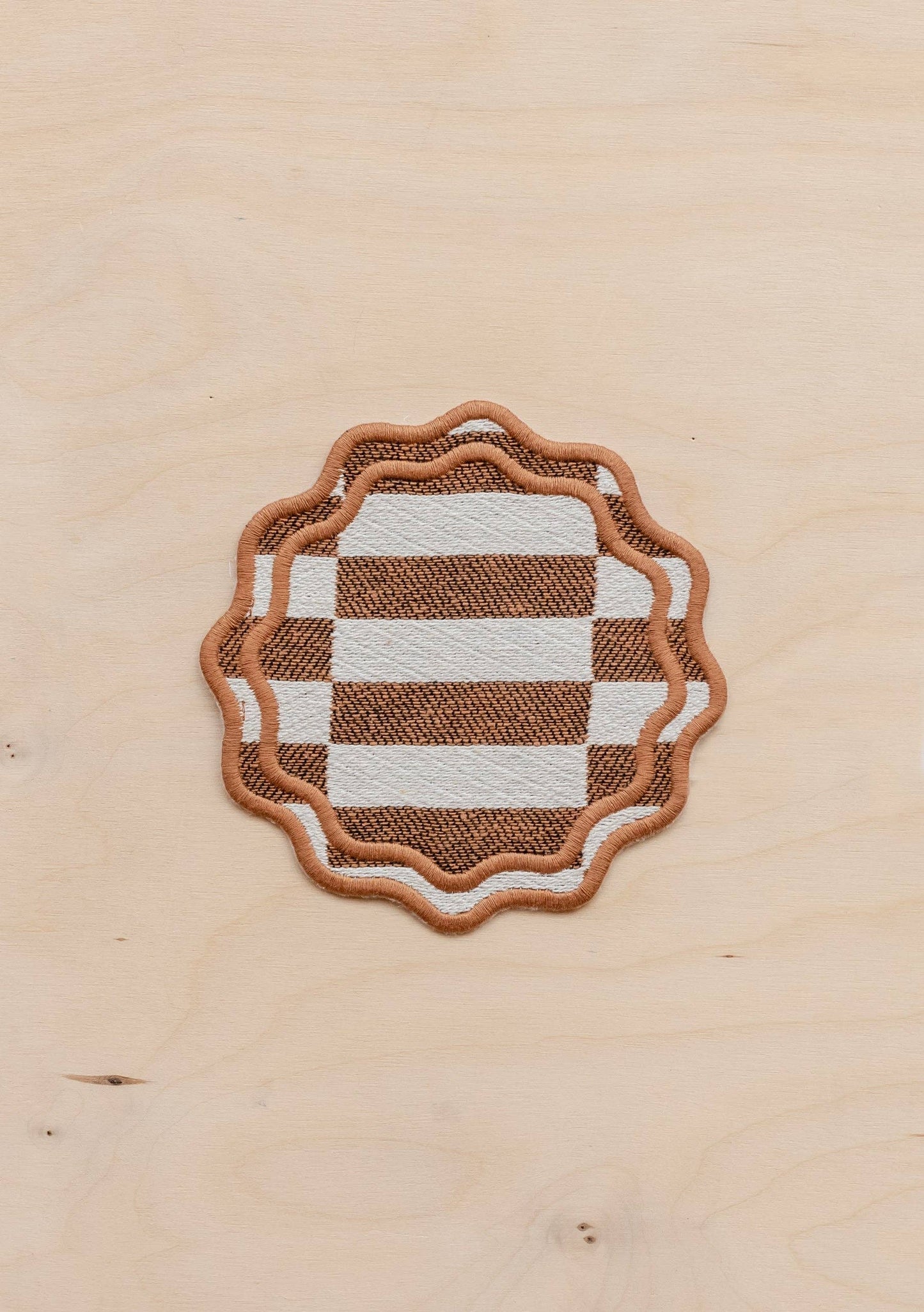 Cotton Coasters Set of 2 in Camel Checkerboard