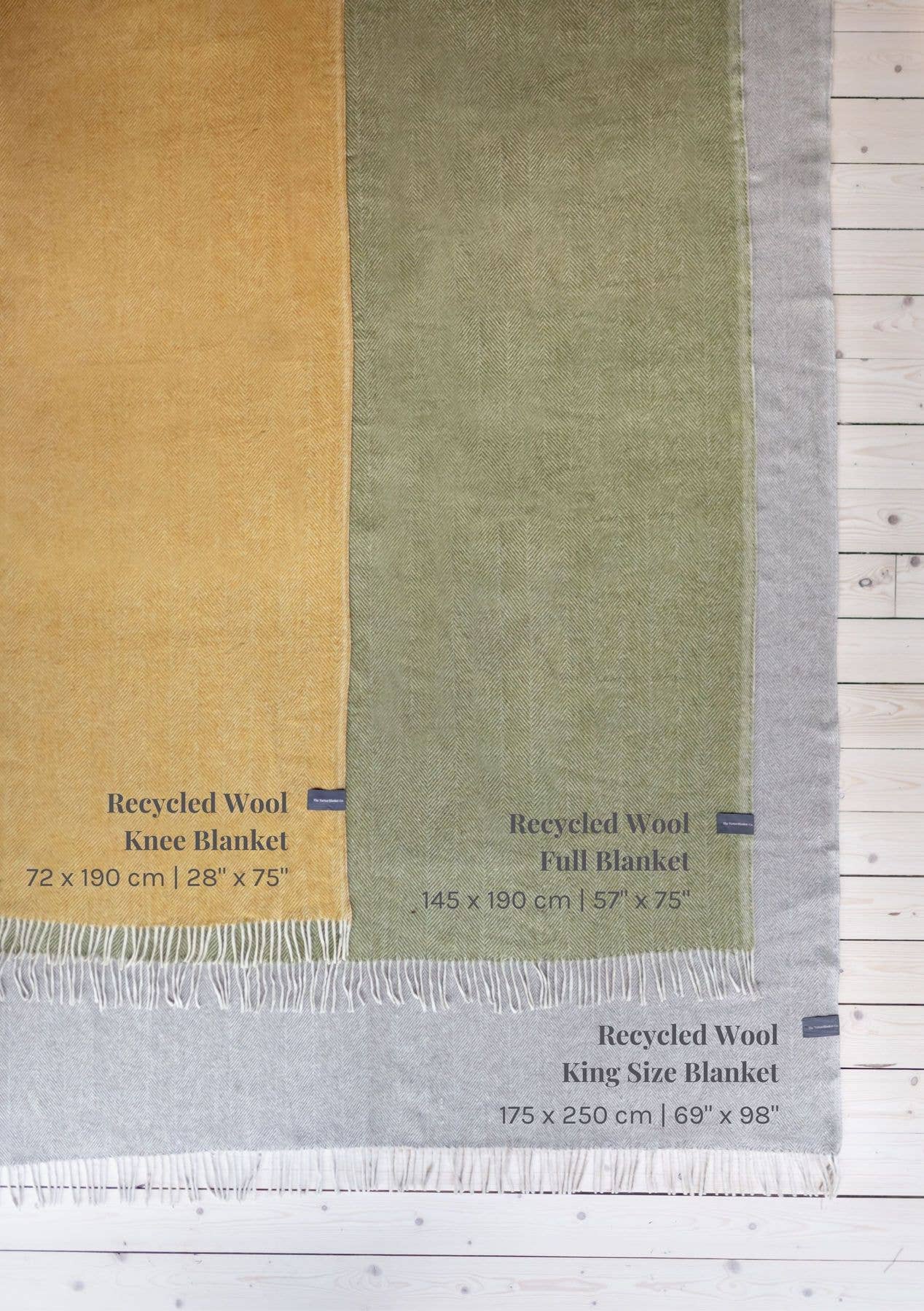 Large Wool Blanket in Mustard Herringbone