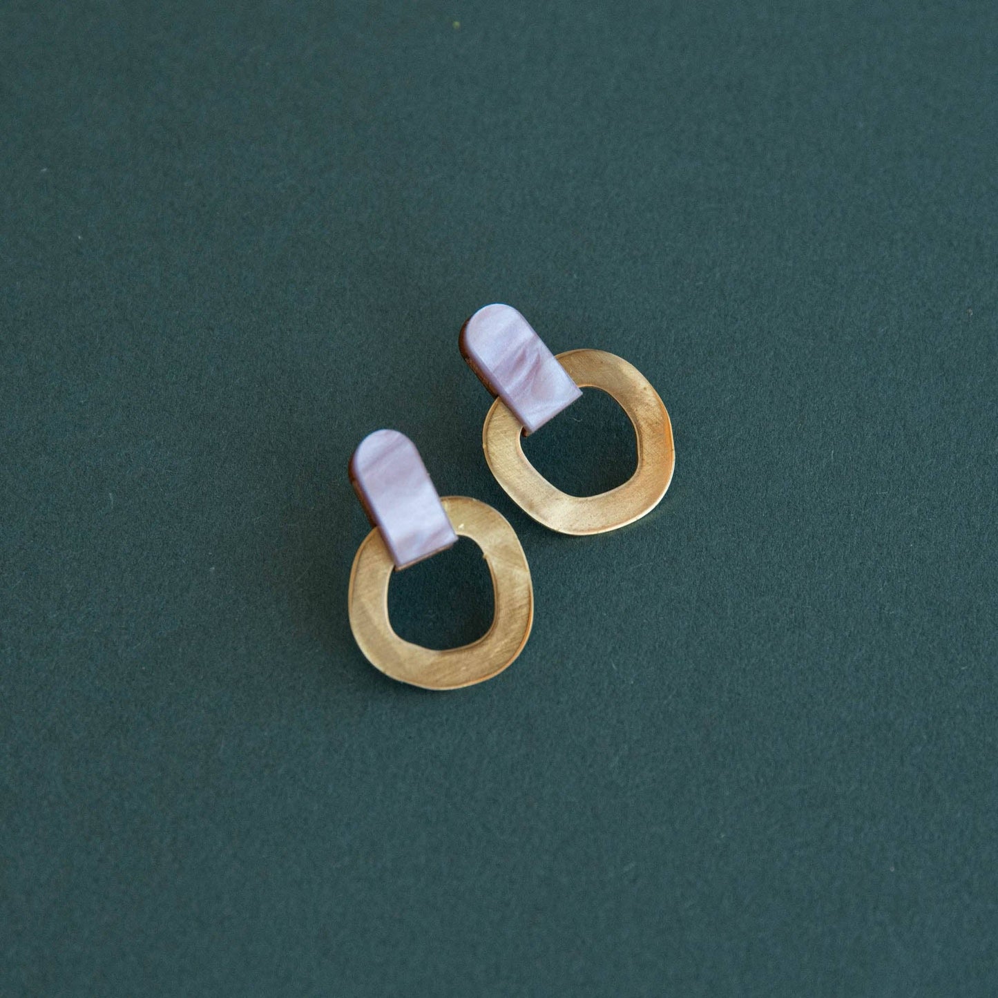 Around Brass Stud Earrings