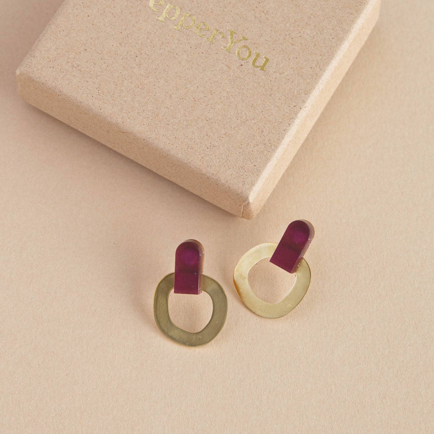 Around Brass Stud Earrings