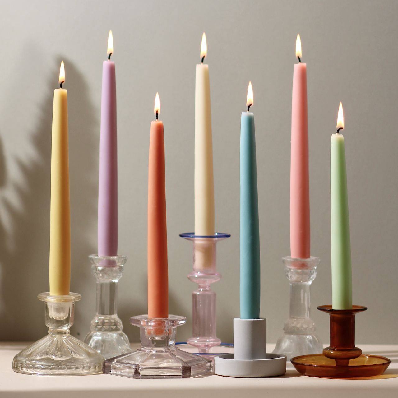 Perfect Pastels Beeswax & Soy Blend Thick Taper Candles