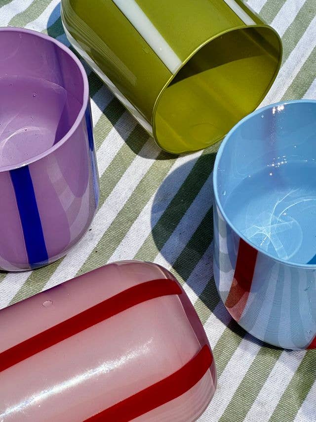 Atina Glassware - Olive & White