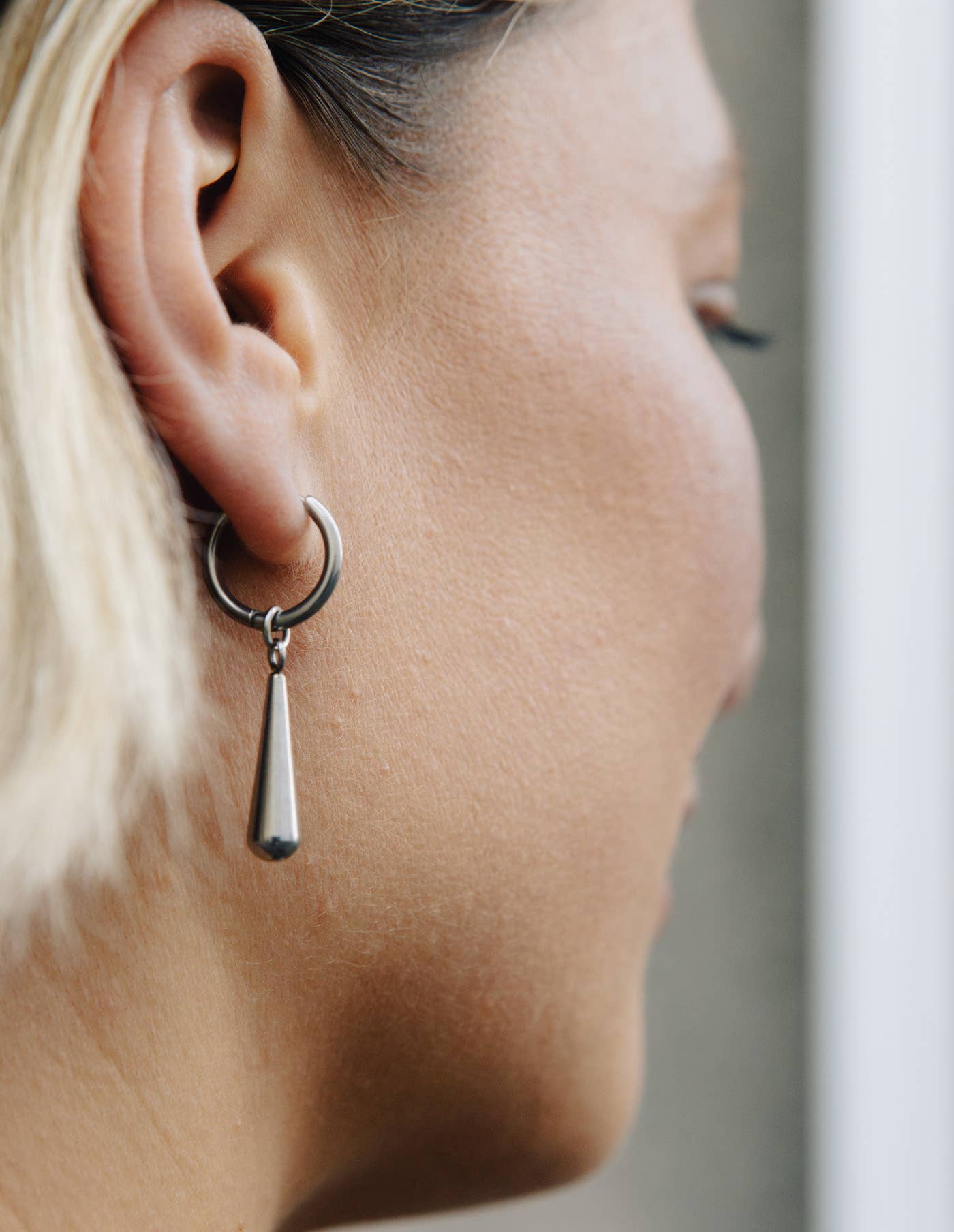 Silver Elongated Drop Earrings, Waterproof