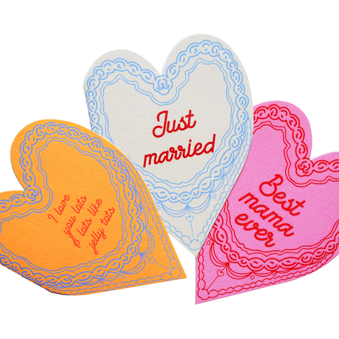 Just married wedding cake heart card