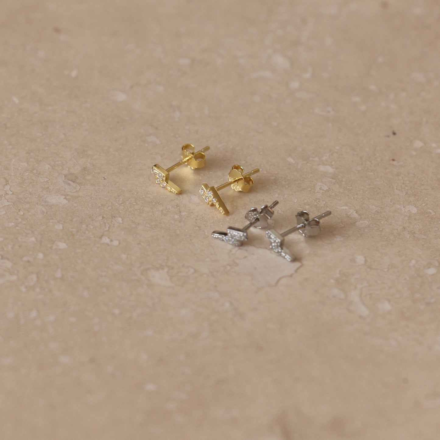 Gold Vermeil | Sterling Silver Mini Lightning Stud Earrings