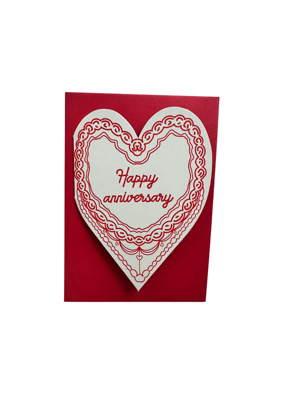 Happy anniversary retro letterpress cake card
