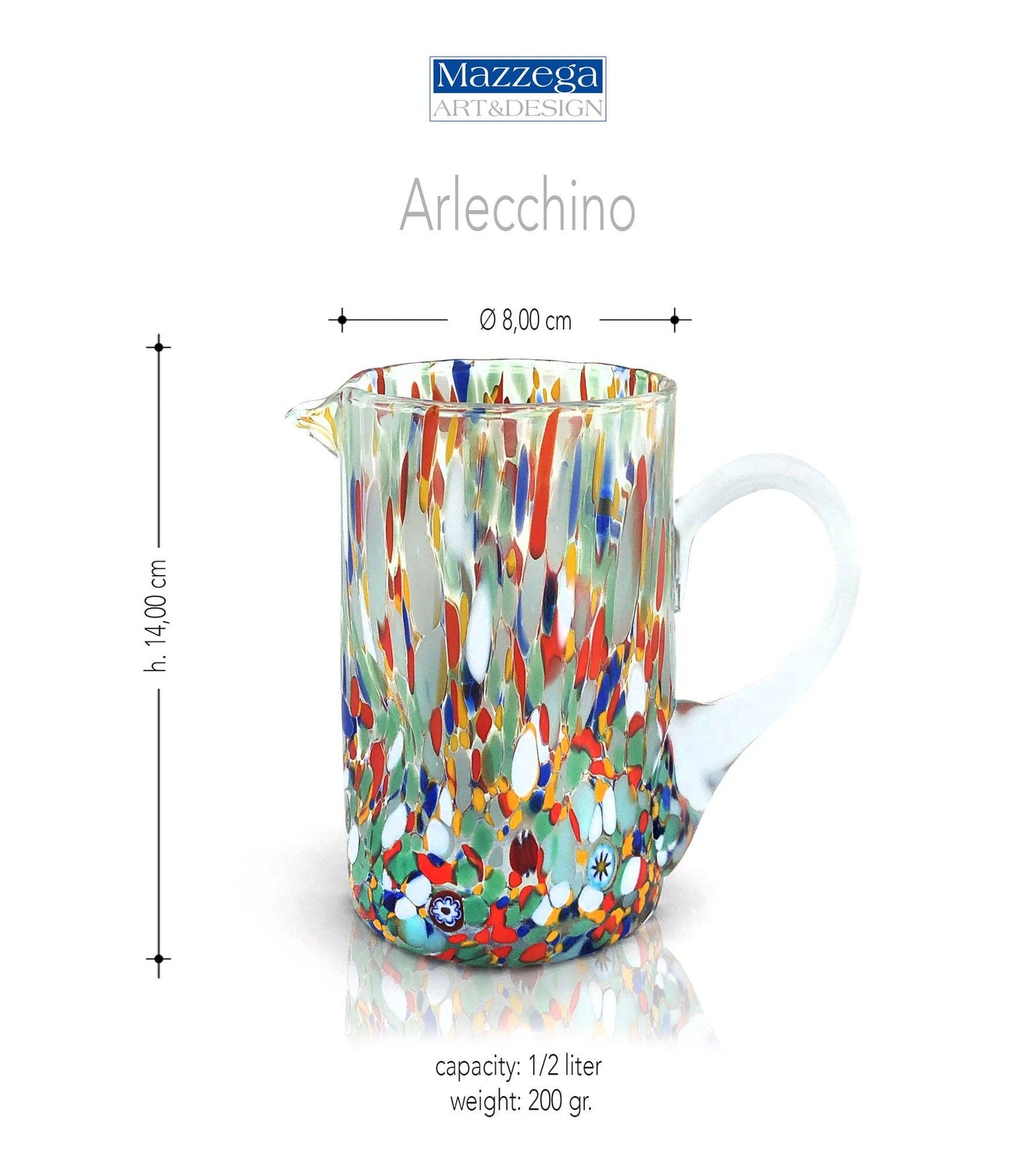 Hand Blown 500ml Glass Carafe Jug