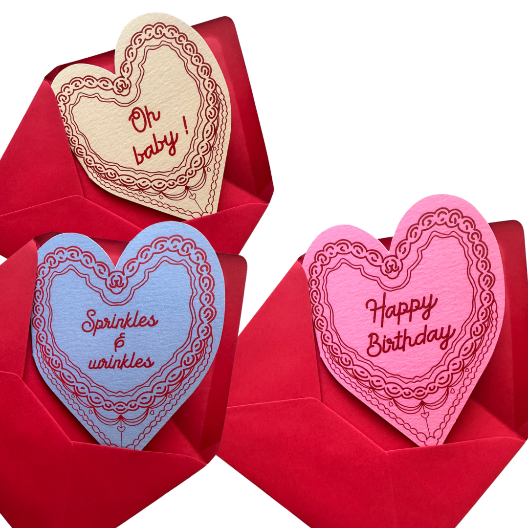 Happy Birthday cake heart card