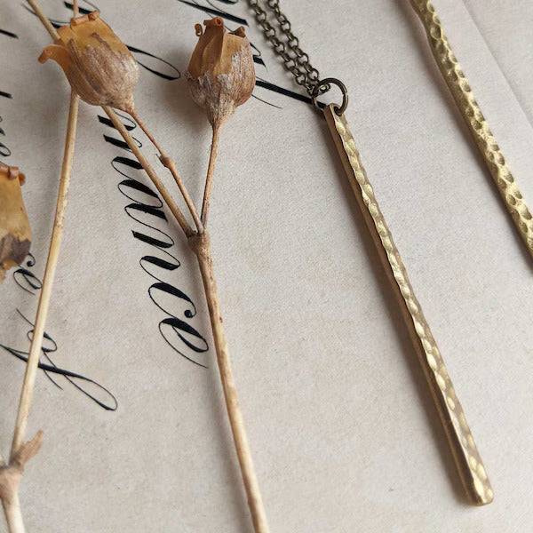 Hammered Brass Stem necklace - KOLAB by Makers Quarter