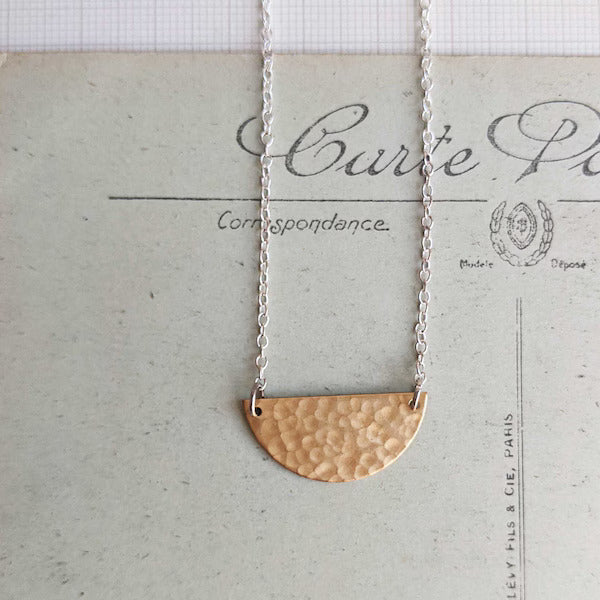 Hammered Brass Half Moon necklace - KOLAB by Makers Quarter