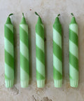 Hand Dipped Colourful Green Stripe Candy Cane Candles - KOLAB by Makers Quarter