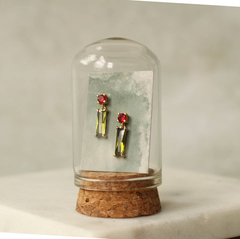 Mid Century Olive Green Earrings