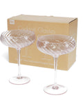 Scalloped Coupe Cocktail Glasses 250ml (Set of 2) - Pink - KOLAB by Makers Quarter