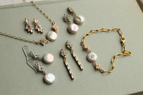 Art Deco Mother of Pearl Emerald Earrings