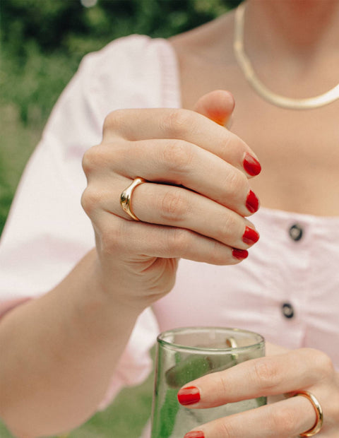 Gold Fluid Band Ring, Waterproof