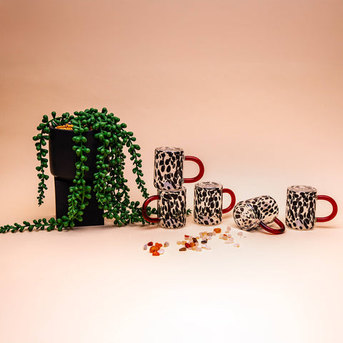 Glass Salt and Pepper Shaker : Black Spotty