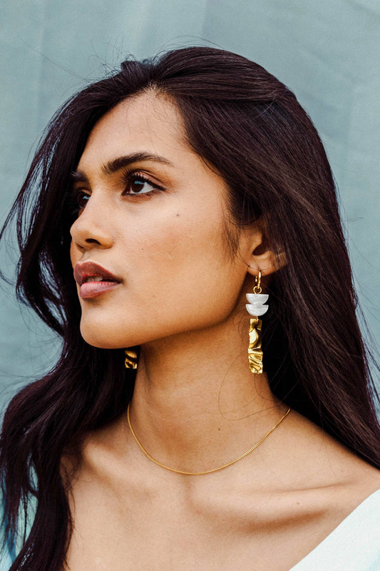 Segment Statement Drop Hoop Earrings