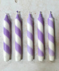 Lilac white candy spiral twist Hand Dipped Candles - KOLAB by Makers Quarter