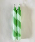 Hand Dipped Colourful Green Stripe Candy Cane Candles - KOLAB by Makers Quarter