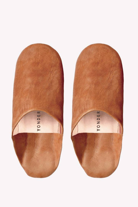Leather Babouche Slippers | Toffee - KOLAB by Makers Quarter