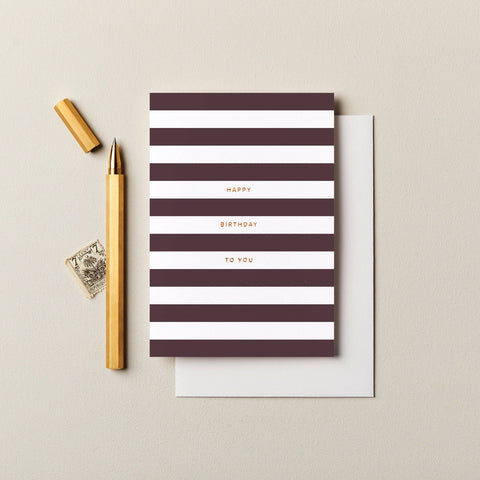 Happy Birthday Stripes Card in Purple