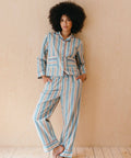 Cotton Pyjamas in Blue Stripe - KOLAB by Makers Quarter
