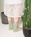 Polka Dot & Grid Sheer Socks - Frosted Mint Socks - KOLAB by Makers Quarter