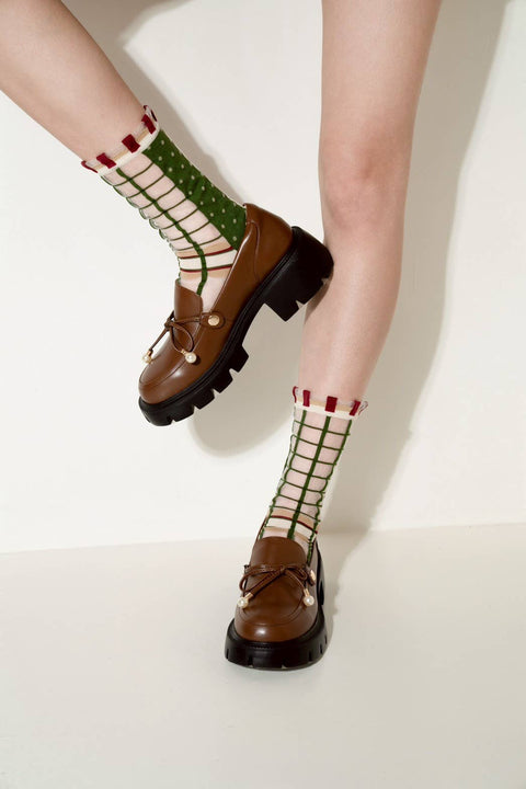 Polka Dot & Grid Sheer Socks - Maison de Berry Socks