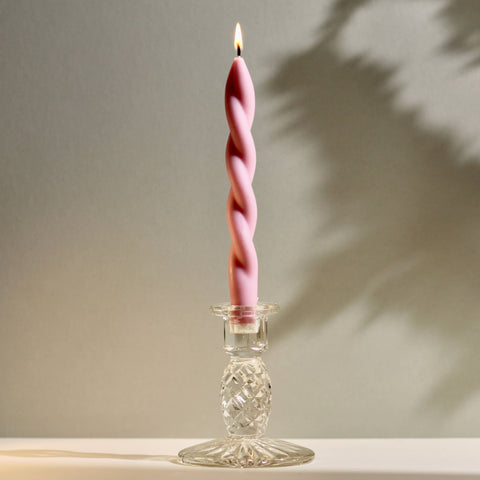 Soft Pastel Handmade Beeswax & Soy Blend Spiral Twist Candle