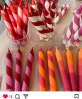 Hand Dipped Colourful Red & Pink Stripe Candy Cane Candles - KOLAB by Makers Quarter
