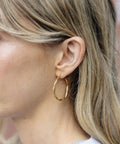 Gold Large Entwined Latch Hoop Earrings, Waterproof - KOLAB by Makers Quarter