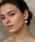 Art Deco Mother of Pearl Emerald Earrings - KOLAB by Makers Quarter