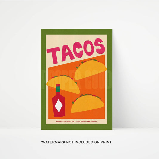 Tacos Hand Collaged Print