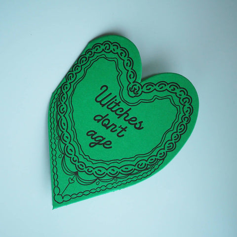 Witches don't age letterpess birthday cake heart card - KOLAB by Makers Quarter