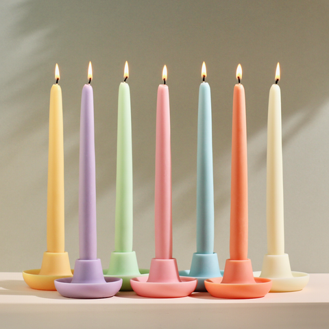 Pastel Handmade Beeswax & Soy Standing Taper Candles