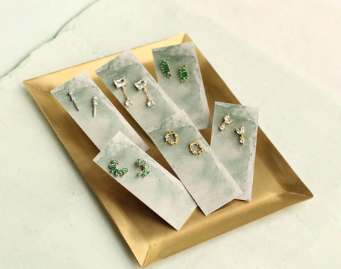 Art Deco Sterling Silver Turquoise Pyramid Stud Earrings