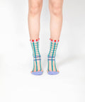 Grids with Polka Dots Sheer Socks - Teal green - KOLAB by Makers Quarter