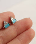 Art Deco Sterling Silver Turquoise Pyramid Stud Earrings - KOLAB by Makers Quarter