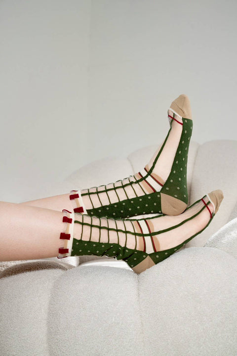 Polka Dot & Grid Sheer Socks - Maison de Berry Socks