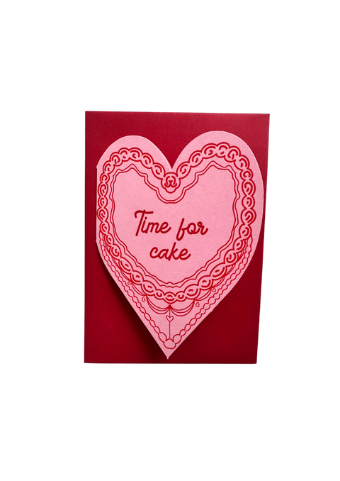 Time for cake celebration cake heart card
