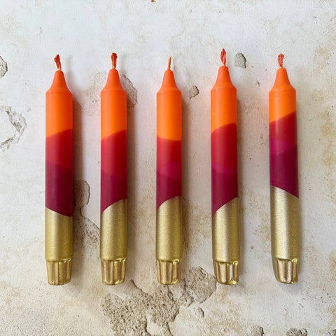 Colourful ‘Autumn Spice’ Handmade Candles Orange & Burgundy - KOLAB by Makers Quarter