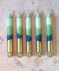 Hand Dipped 'Forest Gold' Green & Gold Dinner Candles - KOLAB by Makers Quarter