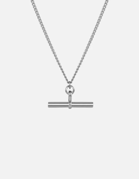 Silver T-Bar Chain Necklace, Waterproof