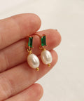 Emerald Pearl Drop Earrings - KOLAB by Makers Quarter