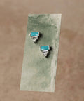 Art Deco Sterling Silver Turquoise Pyramid Stud Earrings - KOLAB by Makers Quarter