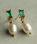 Emerald Pearl Drop Earrings - KOLAB by Makers Quarter