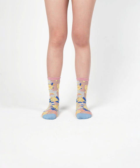 Flower Garden Sheer Socks - Spring Pink - KOLAB by Makers Quarter
