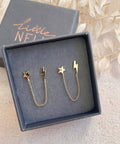 Gold Star & Lightning Chain Stud - KOLAB by Makers Quarter
