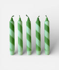 Hand Dipped Colourful Green Stripe Candy Cane Candles - KOLAB by Makers Quarter